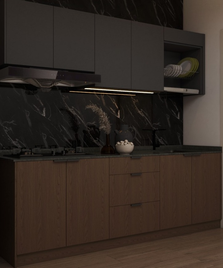 8FT Melamine Kitchen Cabinet Package — 3D drawing